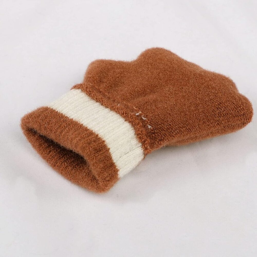Cartoon Convertible Flip Top Gloves Toddler Kids Winter Wool Knit Fingerless Glo - Picture 7 of 7
